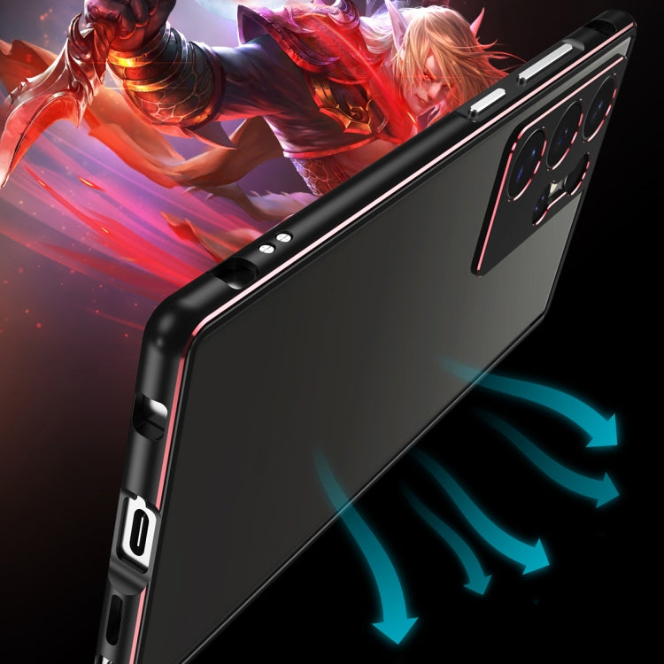 For Samsung Galaxy S24 Ultra 5G Aurora Series Lens Protector + Metal Frame Phone Case(Black Red)