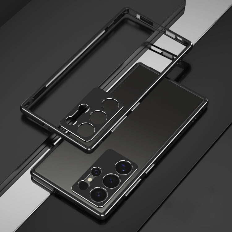 For Samsung Galaxy S24 Ultra 5G Aurora Series Lens Protector + Metal Frame Phone Case(Black Silver)