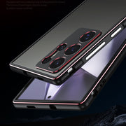 For Samsung Galaxy S24 Ultra 5G Aurora Series Lens Protector + Metal Frame Phone Case(Black Silver)