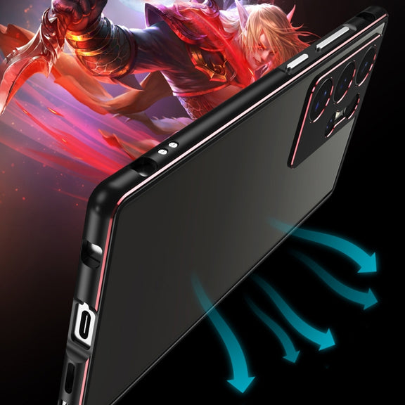 For Samsung Galaxy S24 Ultra 5G Aurora Series Lens Protector + Metal Frame Phone Case(Black Silver)
