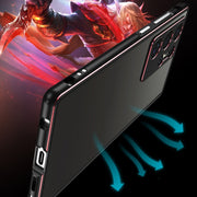 For Samsung Galaxy S24 Ultra 5G Aurora Series Lens Protector + Metal Frame Phone Case(Black Blue)