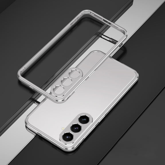For Samsung Galaxy S24+ 5G Aurora Series Lens Protector + Metal Frame Phone Case(Silver)