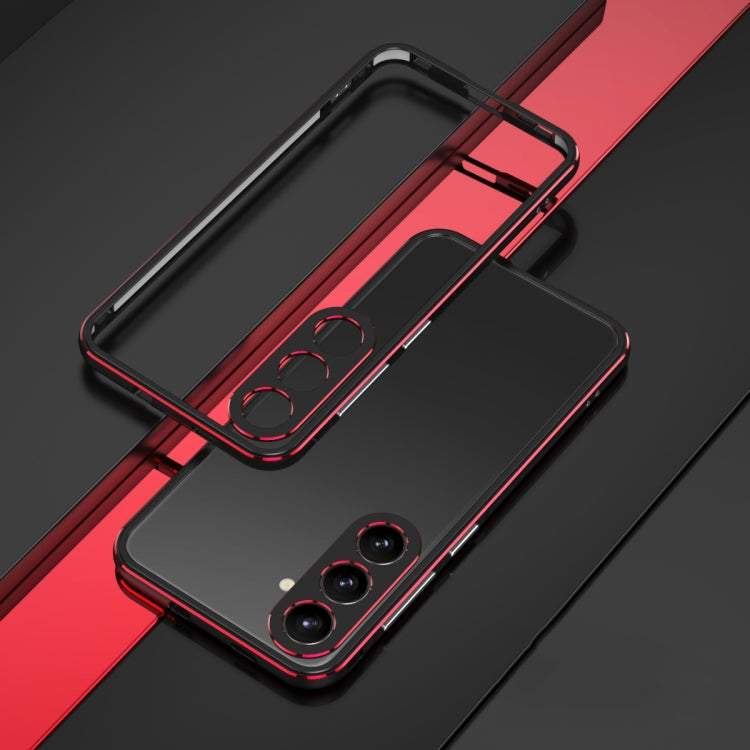 For Samsung Galaxy S24 5G Aurora Series Lens Protector + Metal Frame Phone Case(Black Red)