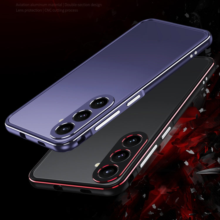 For Samsung Galaxy S24 5G Aurora Series Lens Protector + Metal Frame Phone Case(Black Silver)