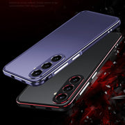For Samsung Galaxy S24 5G Aurora Series Lens Protector + Metal Frame Phone Case(Black Silver)