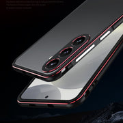 For Samsung Galaxy S24 5G Aurora Series Lens Protector + Metal Frame Phone Case(Black Silver)