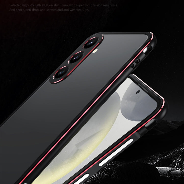 For Samsung Galaxy S24 5G Aurora Series Lens Protector + Metal Frame Phone Case(Black Purple)