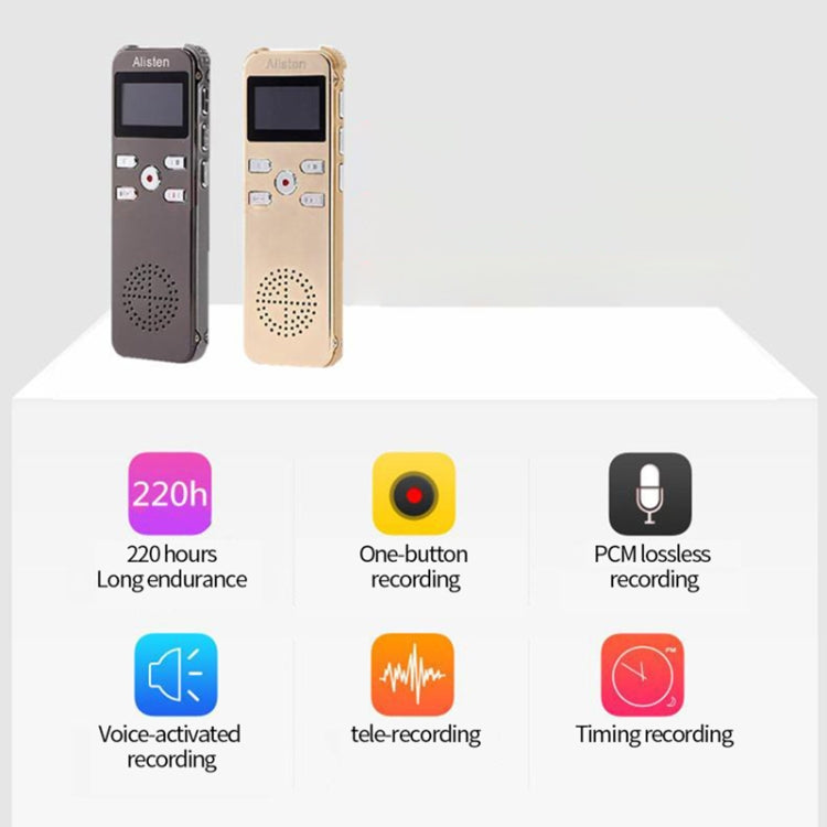 JNN X26 Mini Portable Voice Recorder with OLED Screen, Memory:8GB(Metal Gray)
