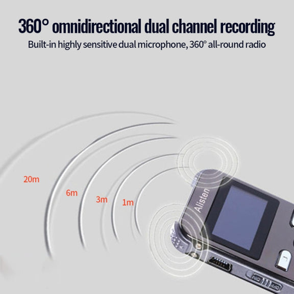 JNN X26 Mini Portable Voice Recorder with OLED Screen, Memory:8GB(Metal Gray)