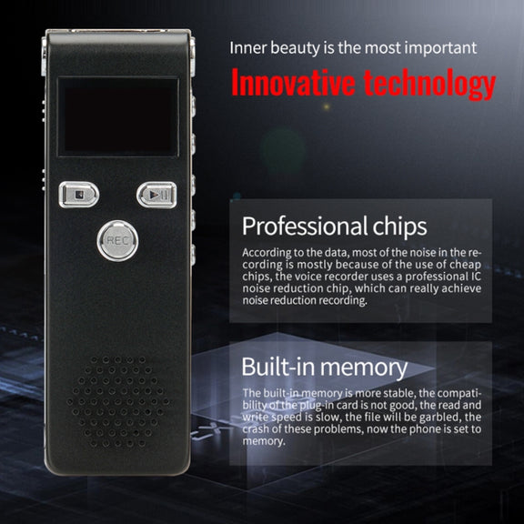 JNN X18 Mini Smart HD Noise Cancelling Voice Recorder, Memory:8GB(Black)
