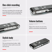 JNN X18 Mini Smart HD Noise Cancelling Voice Recorder, Memory:8GB(Black)
