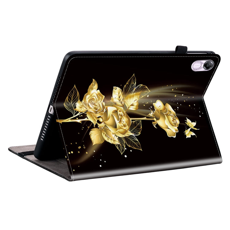 For Honor Pad X8 Pro / X9 2023 Crystal Texture Painted Leather Tablet Case(Gold Butterfly Rose)