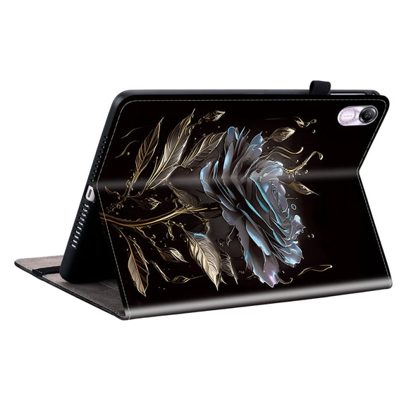 For Honor Pad X8 Pro / X9 2023 Crystal Texture Painted Leather Tablet Case(Black Rose)