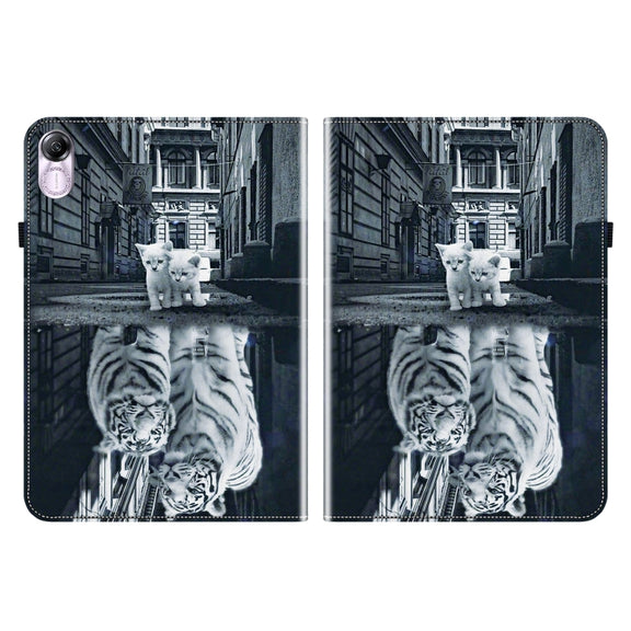 For Honor Pad X8 Pro / X9 2023 Crystal Texture Painted Leather Tablet Case(Cat Reflection Tiger)