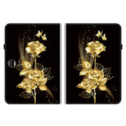 For Honor Pad 9 12.1 Crystal Texture Painted Leather Tablet Case(Gold Butterfly Rose)