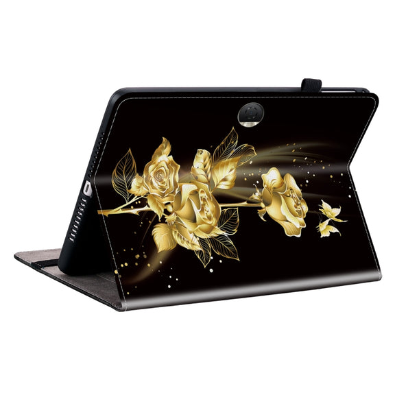 For Honor Pad 9 12.1 Crystal Texture Painted Leather Tablet Case(Gold Butterfly Rose)