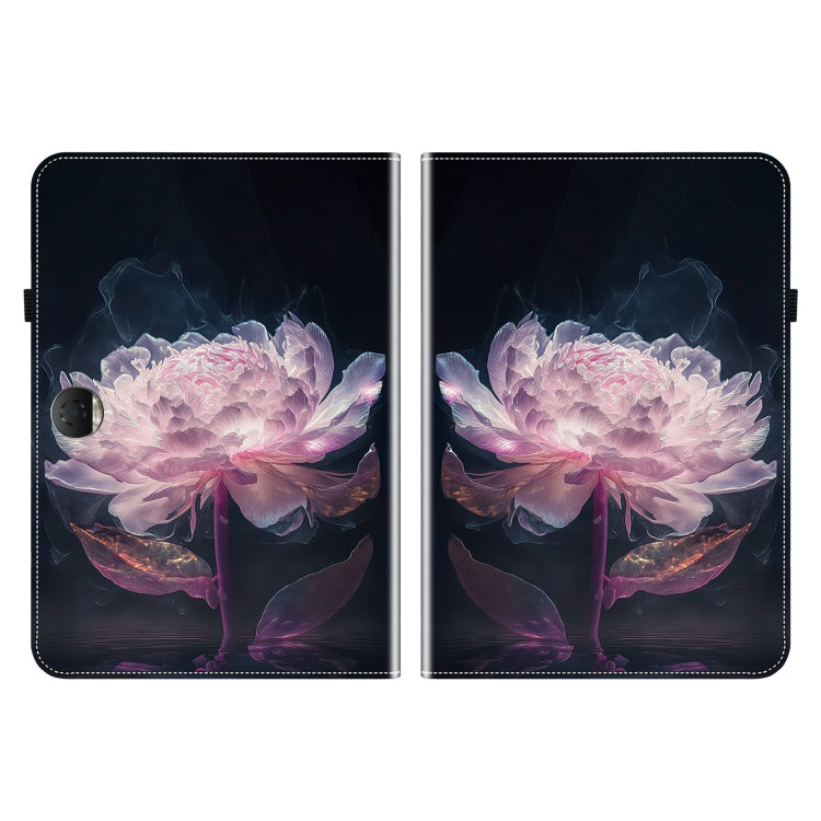 For Honor Pad 9 12.1 Crystal Texture Painted Leather Tablet Case(Purple Peony)