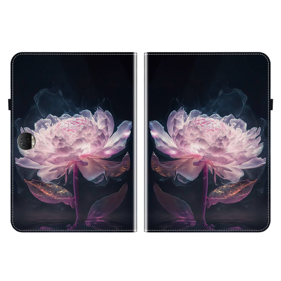 For Honor Pad 9 12.1 Crystal Texture Painted Leather Tablet Case(Purple Peony)