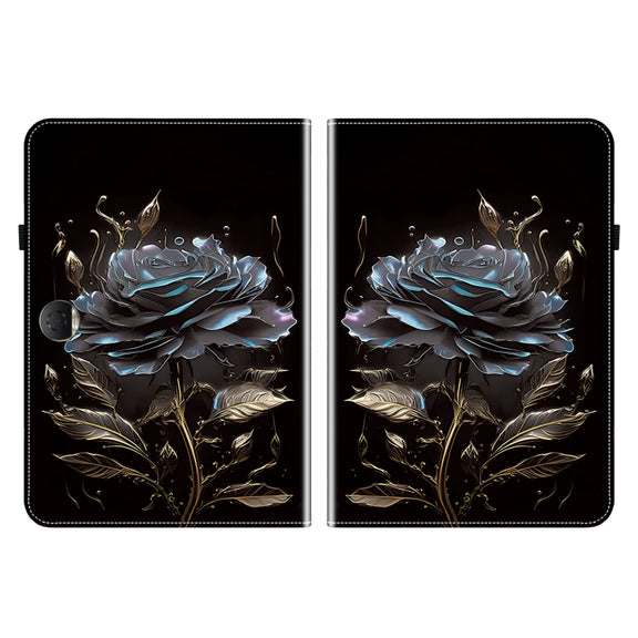 For Honor Pad 9 12.1 Crystal Texture Painted Leather Tablet Case(Black Rose)