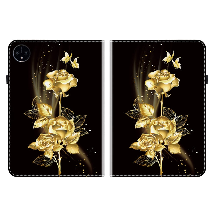 For Huawei MatePad Pro 11 2022 Crystal Texture Painted Leather Smart Tablet Case(Gold Butterfly Rose)