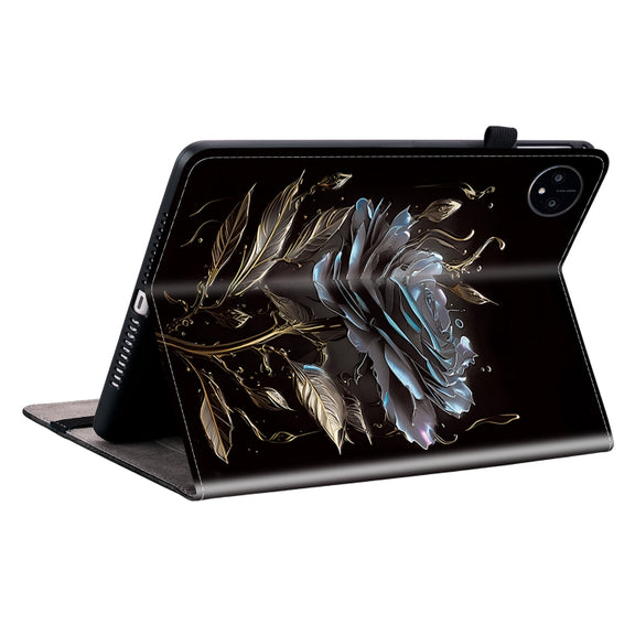 For Huawei MatePad Pro 11 2022 Crystal Texture Painted Leather Smart Tablet Case(Black Rose)