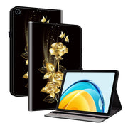 For Huawei MatePad SE 10.4 Crystal Texture Painted Leather Smart Tablet Case(Gold Butterfly Rose)