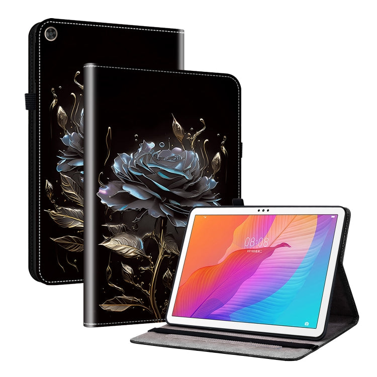 For Huawei MatePad T 10s / Enjoy Tablet 2 Crystal Texture Painted Leather Smart Tablet Case(Black Rose)