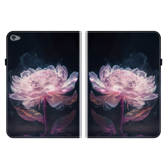 For Huawei MediaPad M5 Lite 10 / C5 10.1 Crystal Texture Painted Leather Smart Tablet Case(Purple Peony)