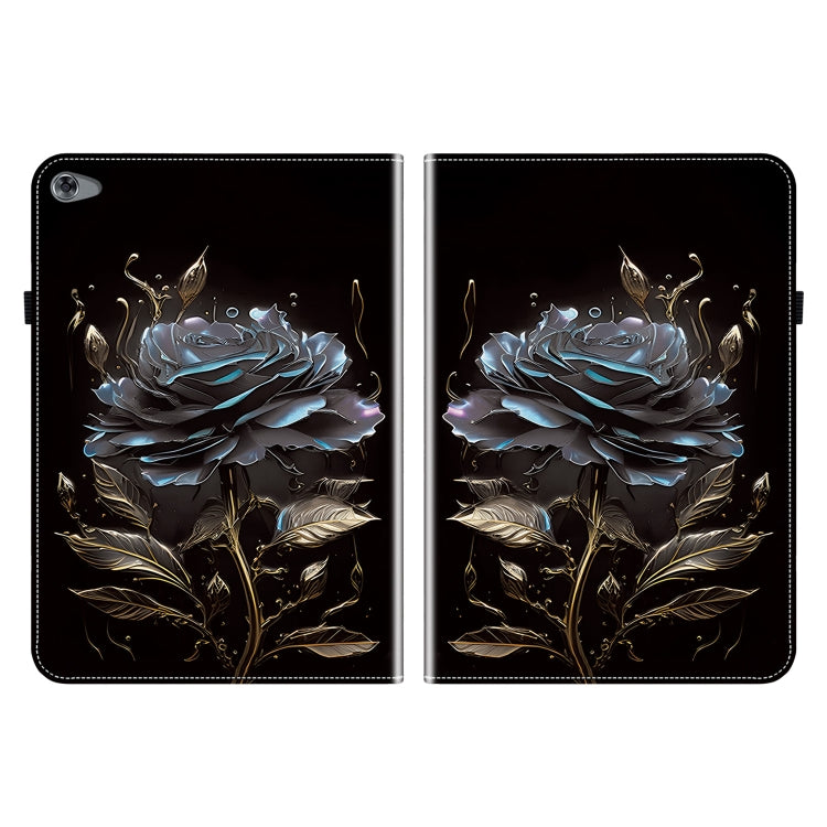 For Huawei MediaPad M5 Lite 10 / C5 10.1 Crystal Texture Painted Leather Smart Tablet Case(Black Rose)