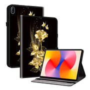 For Huawei MatePad SE 11 2024 Crystal Texture Painted Leather Smart Tablet Case(Gold Butterfly Rose)