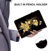 For Huawei MatePad SE 11 2024 Crystal Texture Painted Leather Smart Tablet Case(Gold Butterfly Rose)