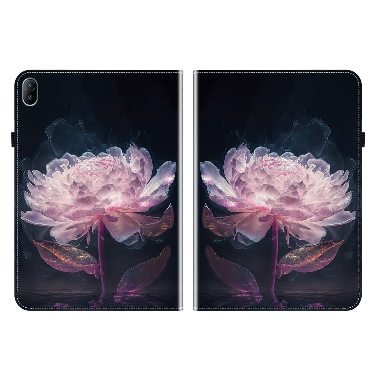 For Huawei MatePad SE 11 2024 Crystal Texture Painted Leather Smart Tablet Case(Purple Peony)