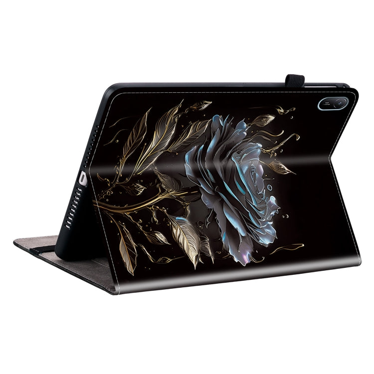 For Huawei MatePad SE 11 2024 Crystal Texture Painted Leather Smart Tablet Case(Black Rose)