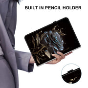 For Huawei MatePad SE 11 2024 Crystal Texture Painted Leather Smart Tablet Case(Black Rose)