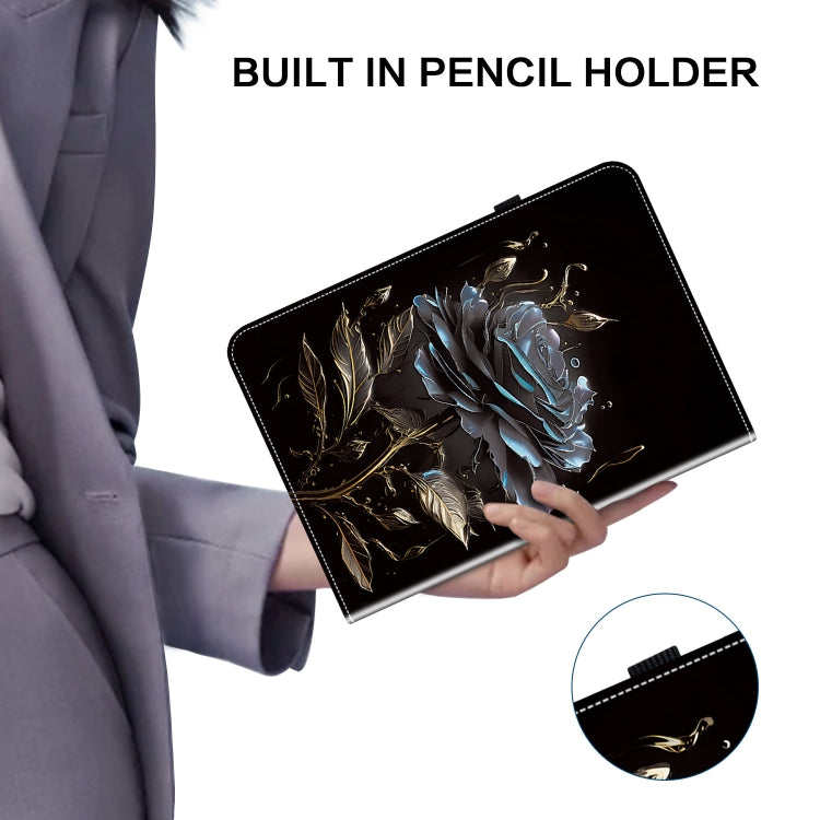 For Huawei MatePad SE 11 2024 Crystal Texture Painted Leather Smart Tablet Case(Black Rose)