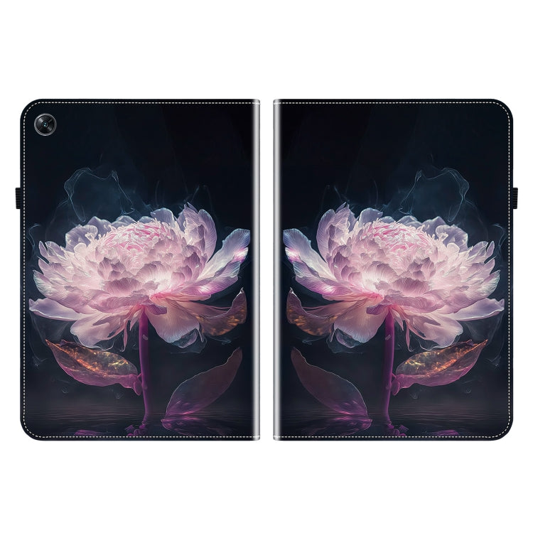 For OPPO Pad Air Crystal Texture Painted Leather Tablet Case(Purple Peony)
