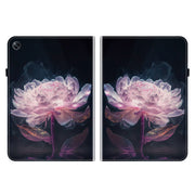 For OPPO Pad Air Crystal Texture Painted Leather Tablet Case(Purple Peony)