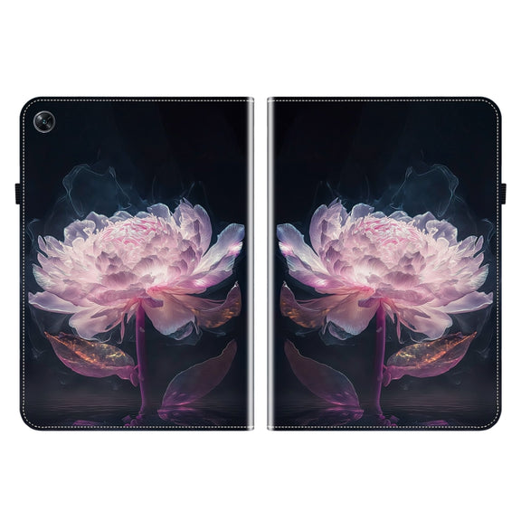 For OPPO Pad Air Crystal Texture Painted Leather Tablet Case(Purple Peony)