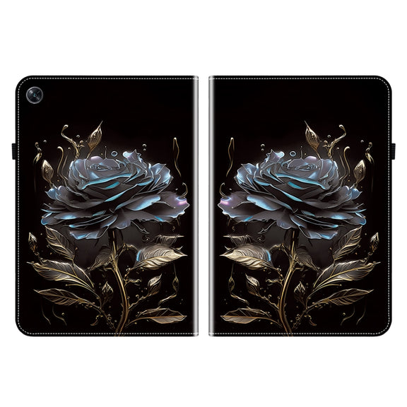 For OPPO Pad Air Crystal Texture Painted Leather Tablet Case(Black Rose)