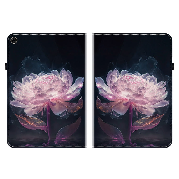 For Realme Pad 10.4 Crystal Texture Painted Leather Tablet Case(Purple Peony)