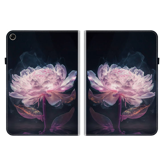 For Realme Pad 10.4 Crystal Texture Painted Leather Tablet Case(Purple Peony)