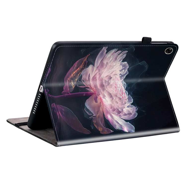 For Realme Pad 10.4 Crystal Texture Painted Leather Tablet Case(Purple Peony)