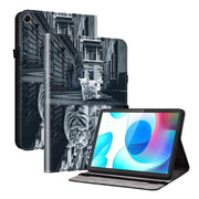 For Realme Pad 10.4 Crystal Texture Painted Leather Tablet Case(Cat Reflection Tiger)