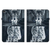 For Realme Pad 10.4 Crystal Texture Painted Leather Tablet Case(Cat Reflection Tiger)
