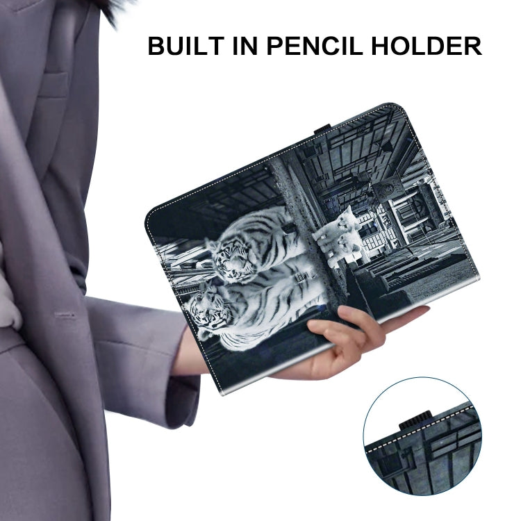 For Realme Pad 10.4 Crystal Texture Painted Leather Tablet Case(Cat Reflection Tiger)