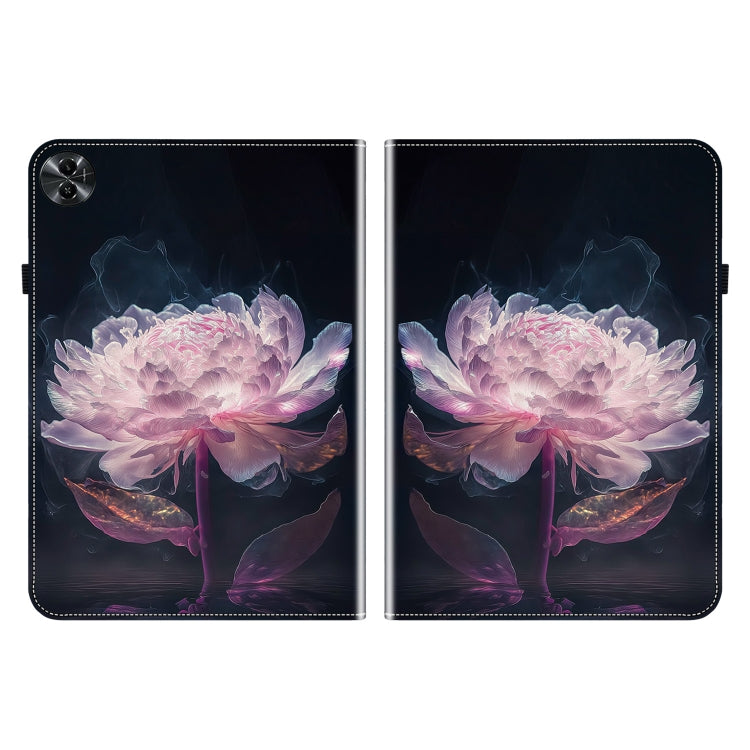 For Realme Pad 2 11.5 Crystal Texture Painted Leather Tablet Case(Purple Peony)