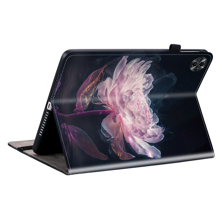 For Realme Pad 2 11.5 Crystal Texture Painted Leather Tablet Case(Purple Peony)