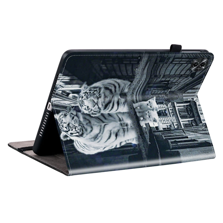 For Realme Pad 2 11.5 Crystal Texture Painted Leather Tablet Case(Cat Reflection Tiger)