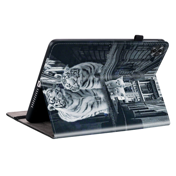 For Realme Pad 2 11.5 Crystal Texture Painted Leather Tablet Case(Cat Reflection Tiger)