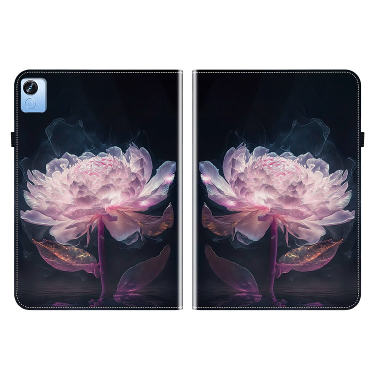 For Realme Pad X Crystal Texture Painted Leather Tablet Case(Purple Peony)